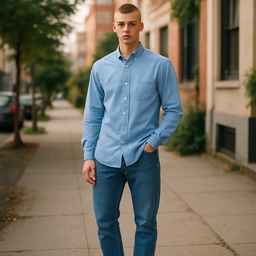 Pendleton Shirt Mens Medium‎ Blue Cotton Bridgeport Long Sleeve Pocket Button-Up